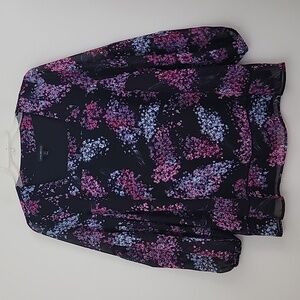 Lane Bryant Black, Pink, Purple & Blue Floral Peasant Top 16
